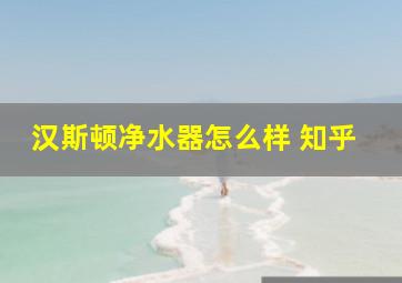 汉斯顿净水器怎么样 知乎